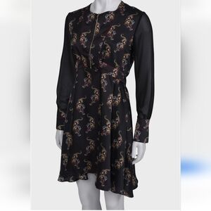 Sandro Paris Black Kayia Tiger Print Dress Size 3